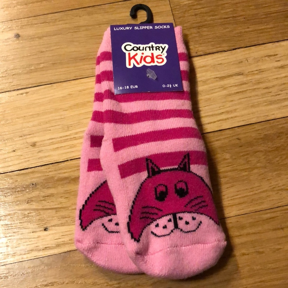 Country Kids Kitty Cat Luxury Slipper Socks 6-12 M